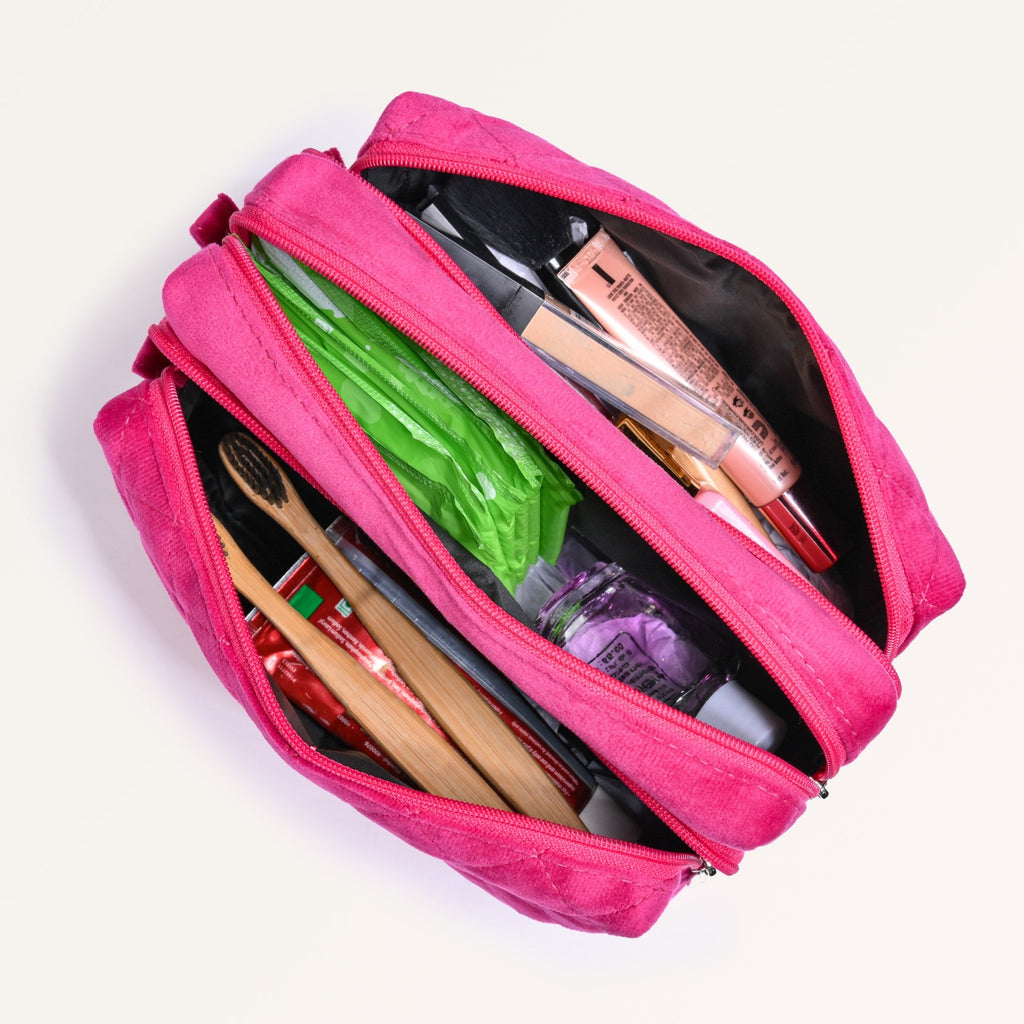 Pink Quilted Stylish Vanity Pouch Nestasia