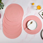 Pink Embossed Warli Design Round Table Mat Set Of 6 Nestasia