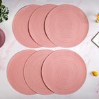 Pink Embossed Warli Design Round Table Mat Set Of 6 Nestasia