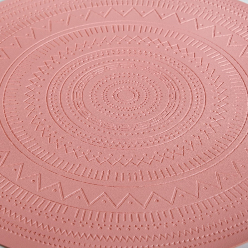 Pink Embossed Warli Design Round Table Mat Set Of 6 Nestasia