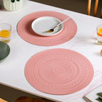 Pink Embossed Warli Design Round Table Mat Set Of 6 Nestasia