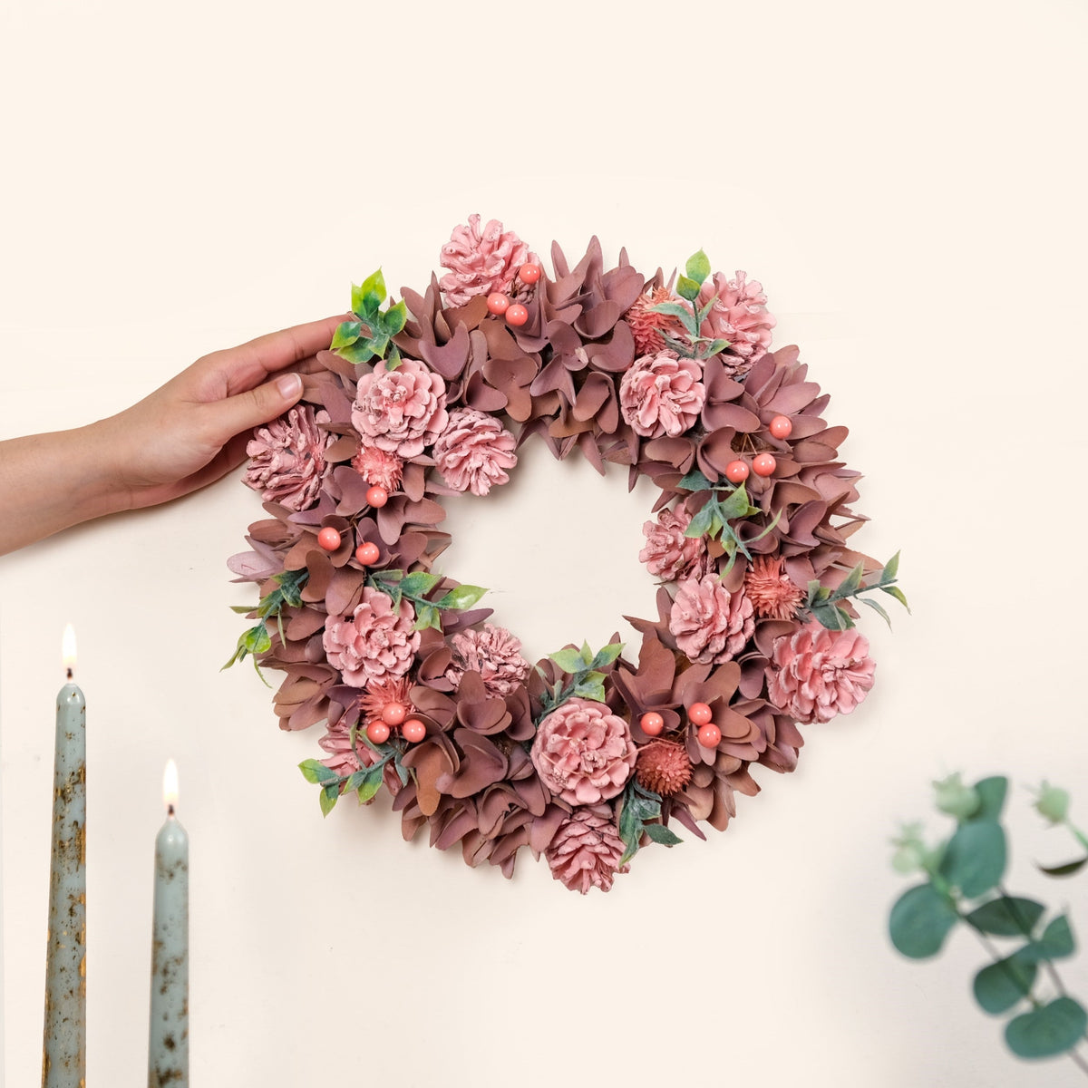 Roseate Floral Wreath For Christmas Decorations Nestasia