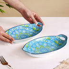 Green And Blue Mandala Serving Platter Set Of 2 Nestasia
