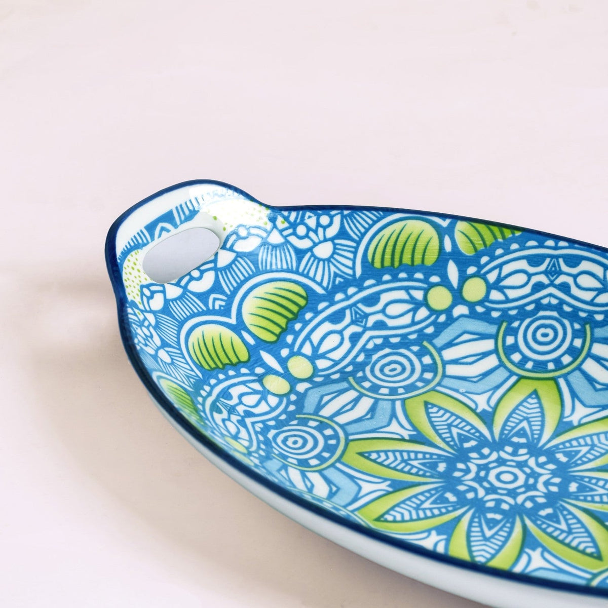 Green And Blue Mandala Serving Platter Set Of 2 Nestasia