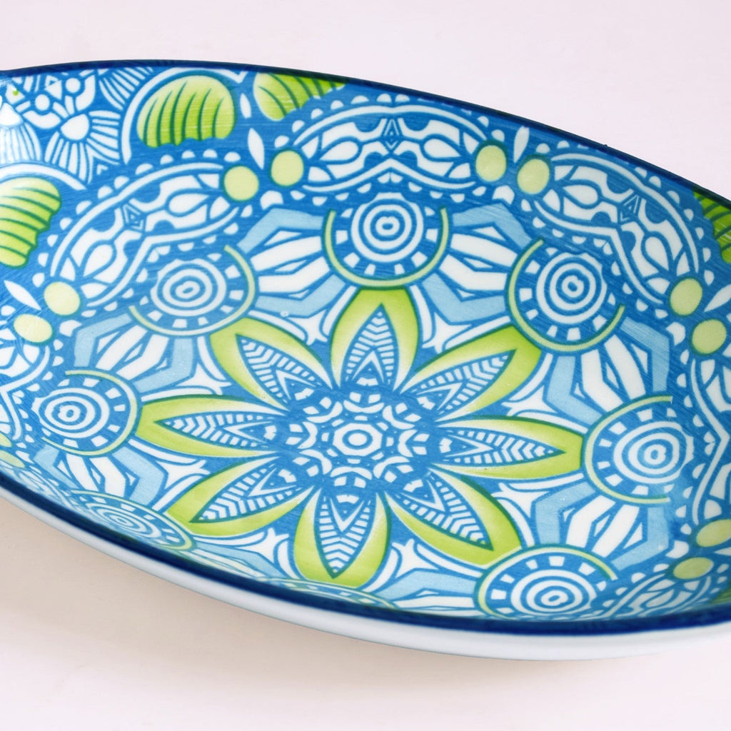 Green And Blue Mandala Serving Platter Set Of 2 Nestasia