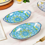 Green And Blue Mandala Serving Platter Set Of 2 Nestasia