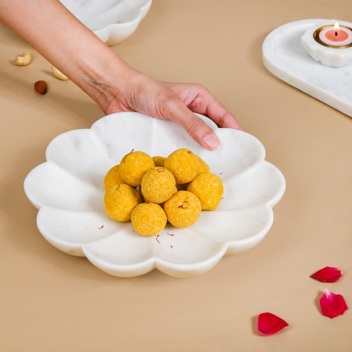 Polished Marble Serving Platter Large 9 Inch Nestasia