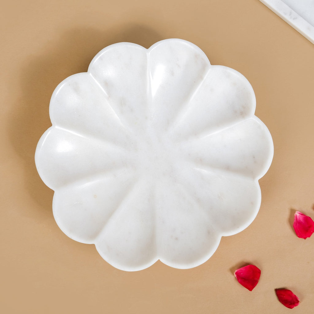 Polished Marble Serving Platter Large 9 Inch Nestasia