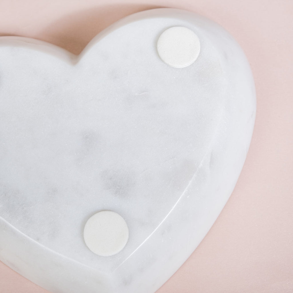 Big Heart Polished Marble Stone Platter 8 Inch Nestasia