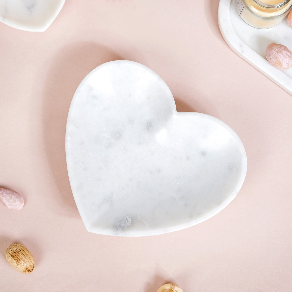 Big Heart Polished Marble Stone Platter 8 Inch Nestasia