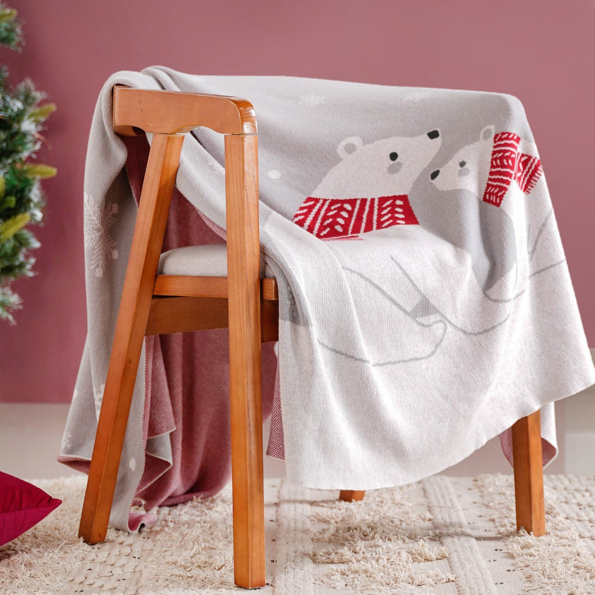 Mumma And Baby Polar Bears Cotton Throw Blanket Nestasia