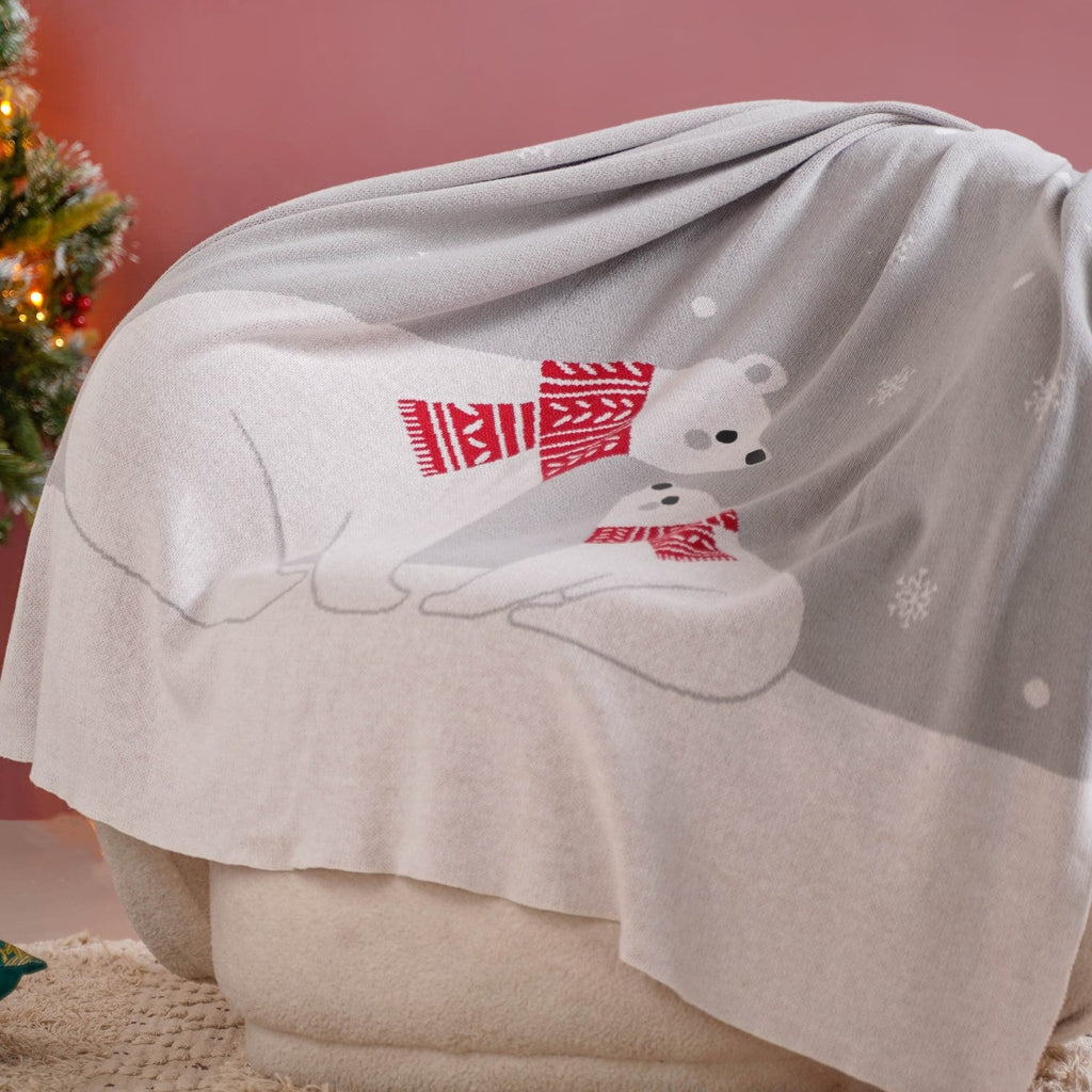 Mumma And Baby Polar Bears Cotton Throw Blanket Nestasia