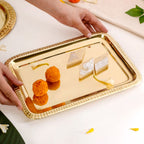 Veda Pure Brass Decorative Tray Gold 30x22cm Nestasia