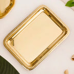 Veda Pure Brass Decorative Tray Gold 30x22cm Nestasia
