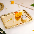 Veda Pure Brass Decorative Tray Gold 30x22cm Nestasia