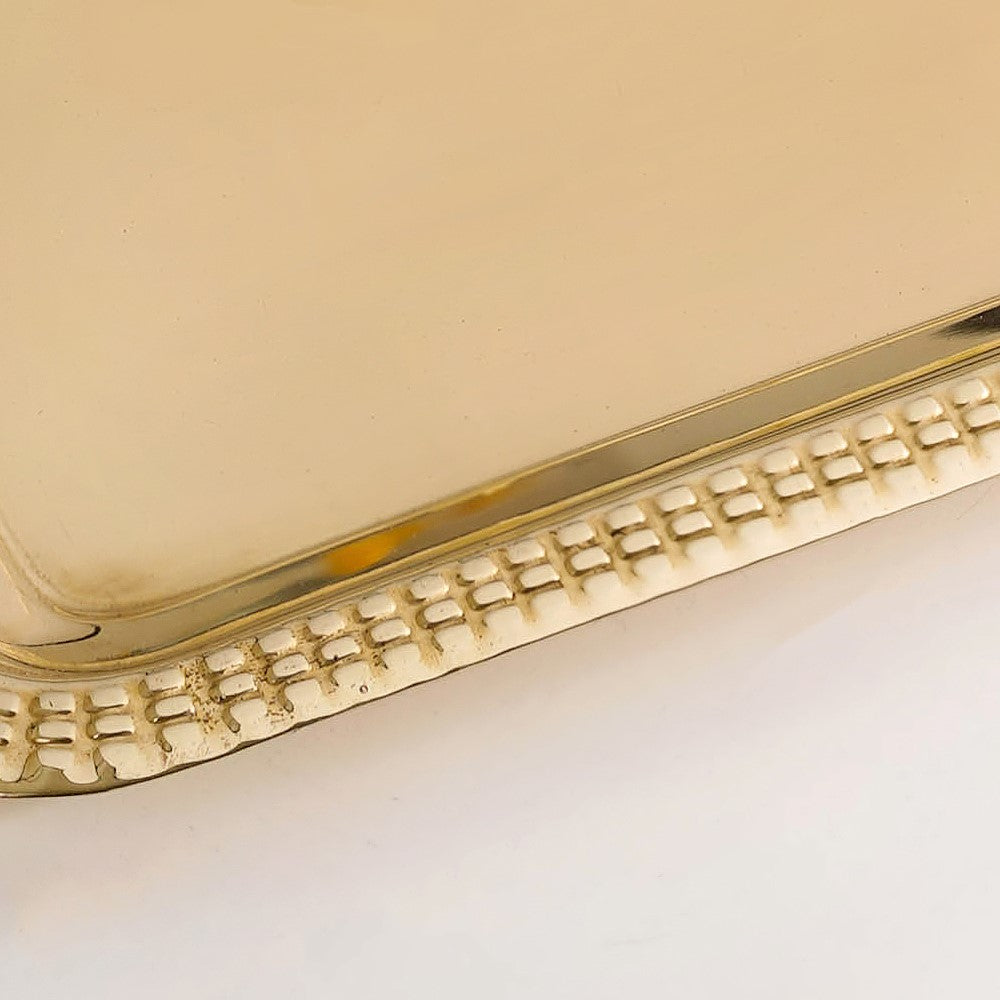 Veda Pure Brass Decorative Tray Gold 30x22cm Nestasia
