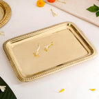 Veda Pure Brass Decorative Tray Gold 30x22cm Nestasia