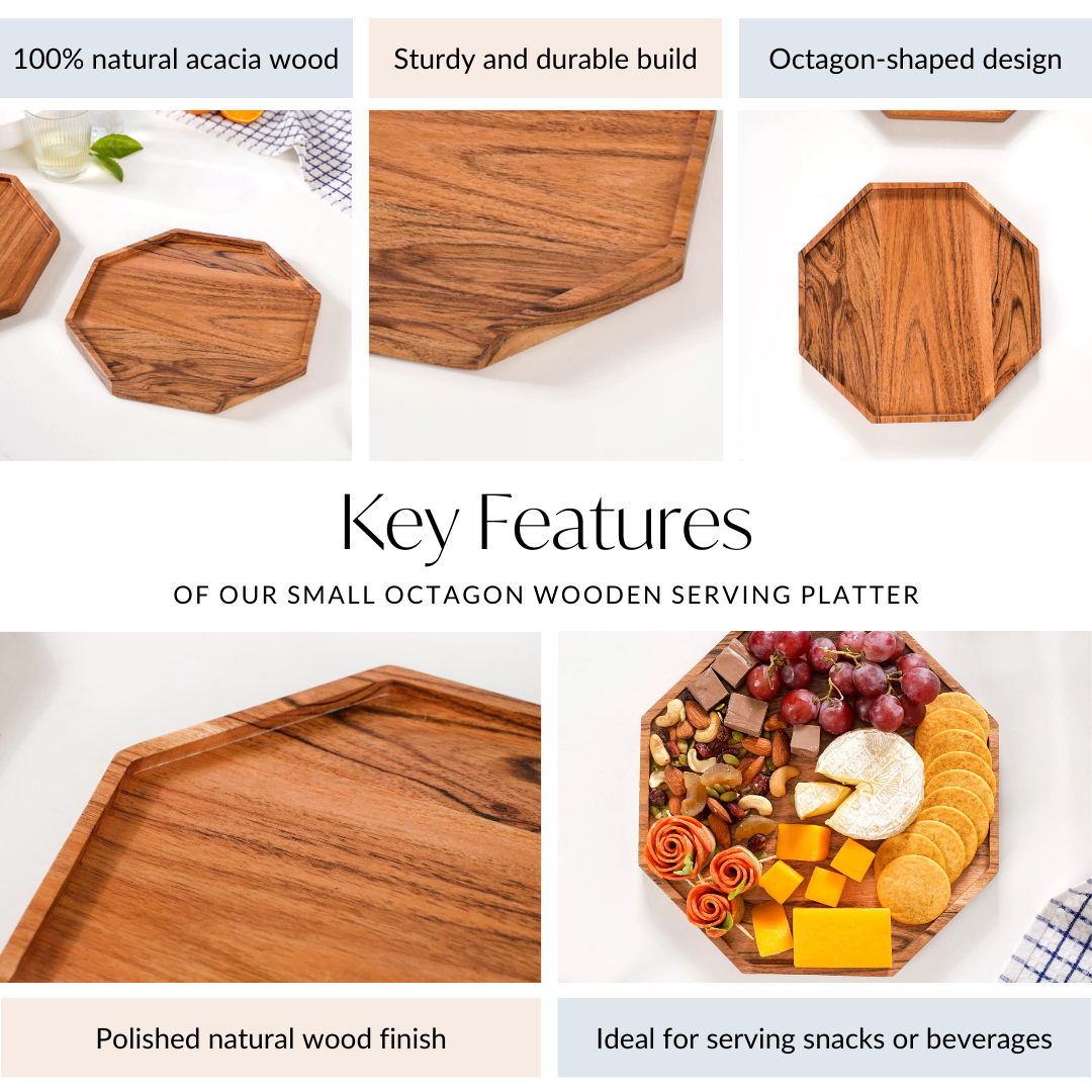 Small Octagon Wooden Serving Platter Nestasia