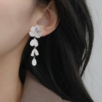 Poppy Blossom Sparkling Silver Danglers Nestasia