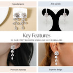 Poppy Blossom Sparkling Silver Danglers Nestasia