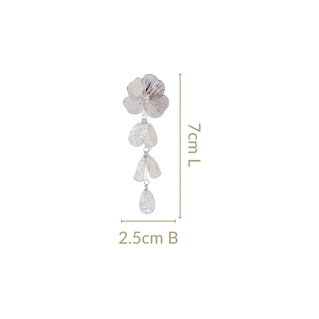 Poppy Blossom Sparkling Silver Danglers Nestasia
