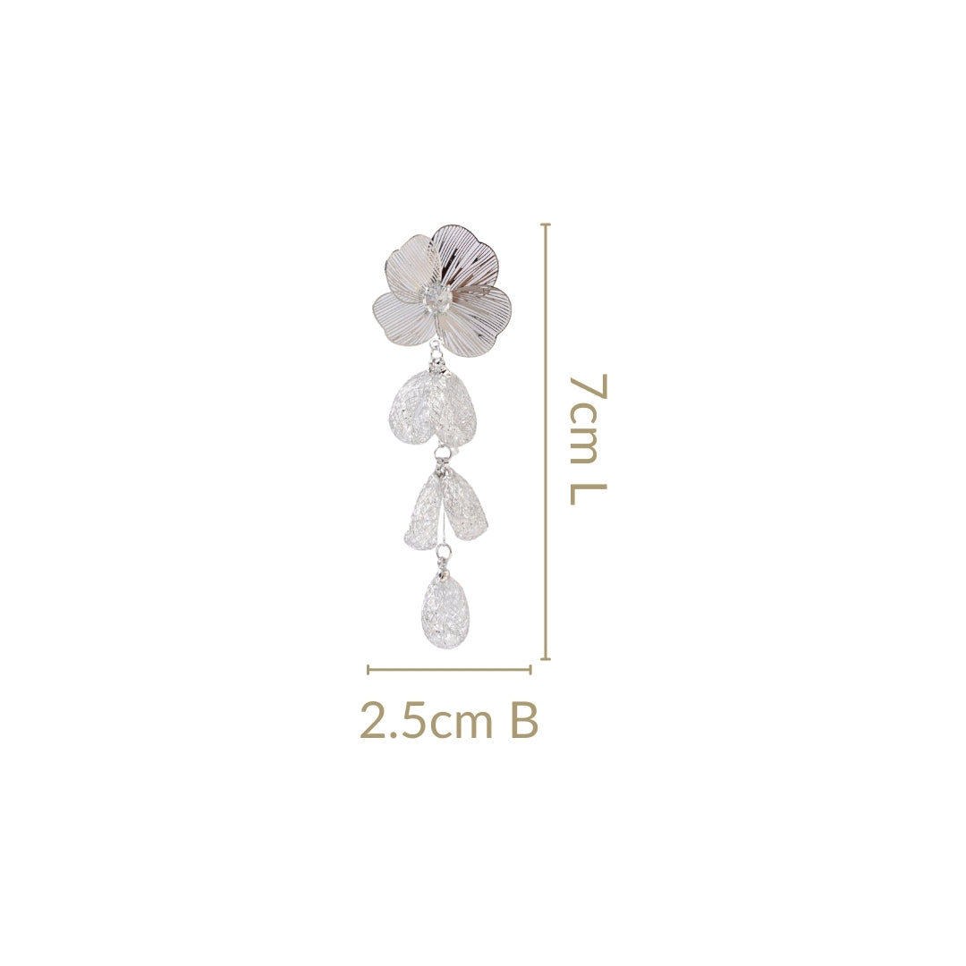 Poppy Blossom Sparkling Silver Danglers Nestasia