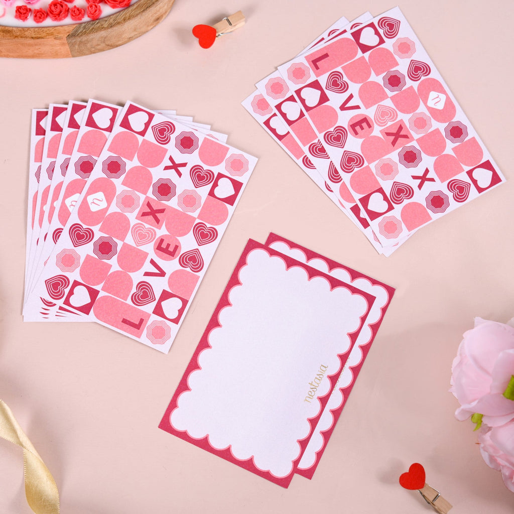 Love XOXO Valentine's Day Postcards Set Of 10 Nestasia