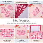 Love XOXO Valentine's Day Postcards Set Of 10 Nestasia
