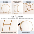 Gold Double Ring Backdrop Metal Frame For Party Decoration 99 Inch Nestasia