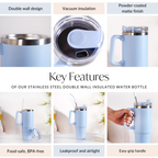Glacio Leakproof Insulated Water Tumbler With Handle Arctic Blue 850ml Nestasia