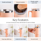 Glacio Spillproof Stainless Steel Water Bottle Soft Apricot 850ml Nestasia