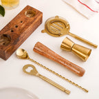 Premium Bar Tool Set Of 5 With Wooden Base Stand Nestasia
