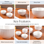 Costola Ceramic Serving Bowl Set Of 4 Off White 650ml Nestasia
