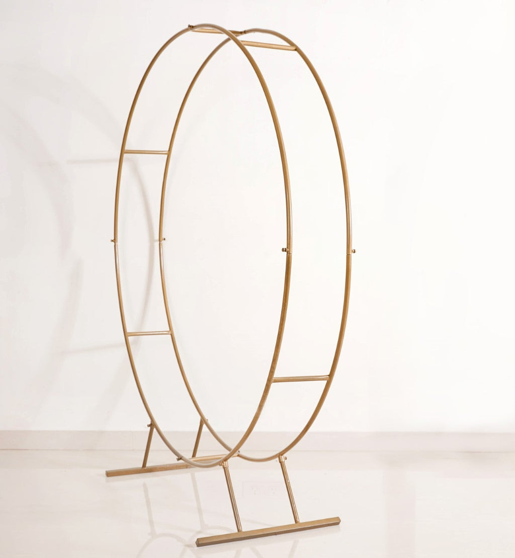 Gold Double Ring Backdrop Metal Frame For Party Decoration 99 Inch Nestasia