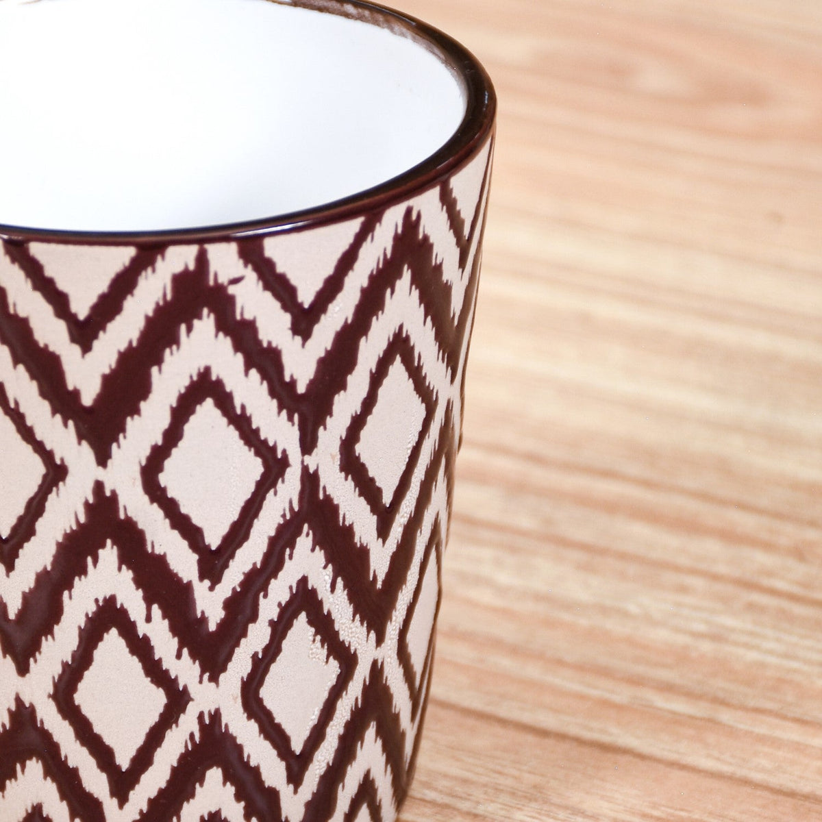 Kaleido Ceramic Tea Cup Set Of 6 Brown 250ml Nestasia