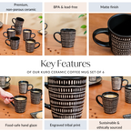 Kuro Ceramic Coffee Mug Set Of 6 275ml Nestasia