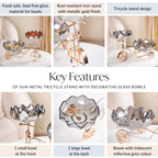 Metal Tricycle Stand With Decorative Glass Bowls Nestasia