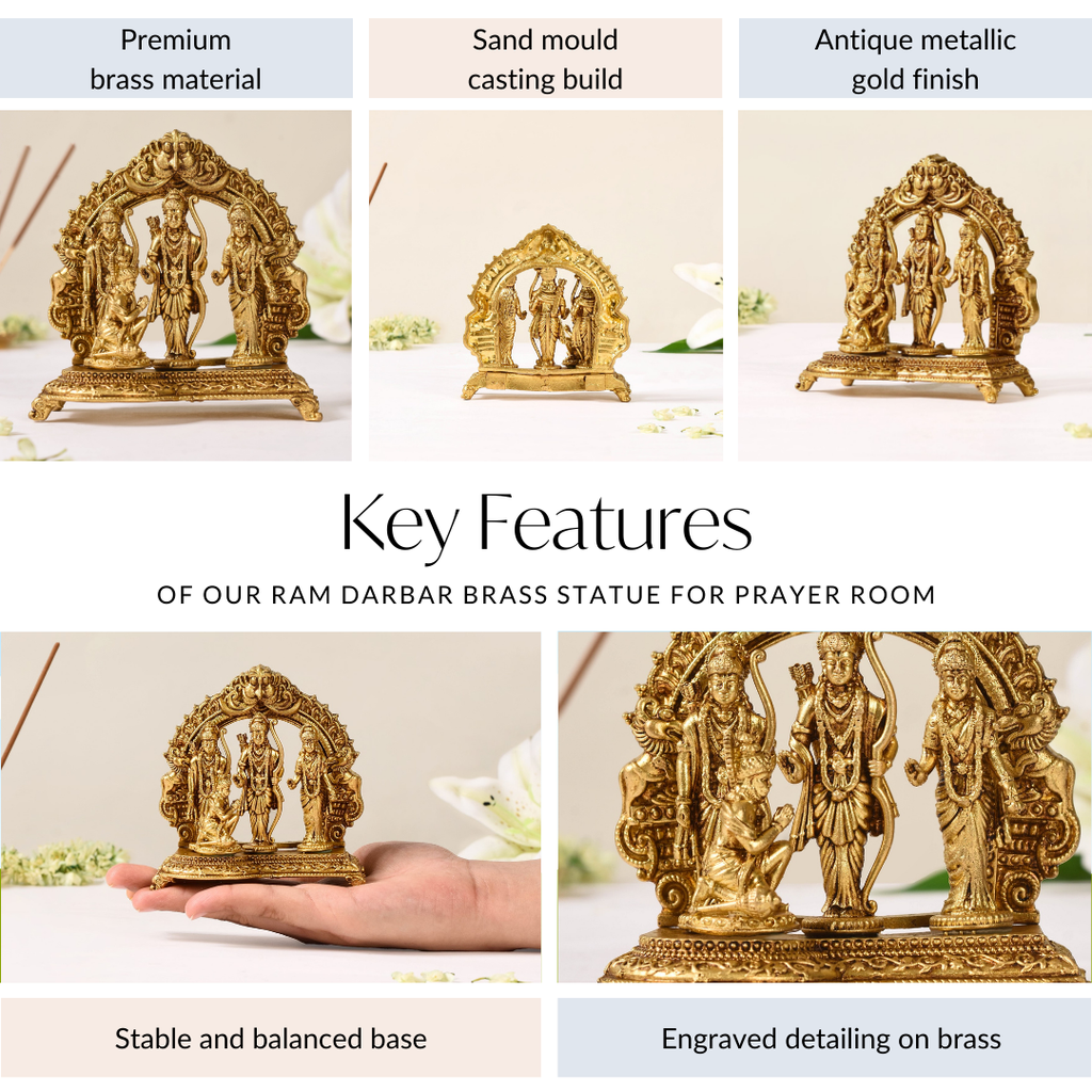 Pure Brass Ram Darbar Brass Statue 10cm Nestasia