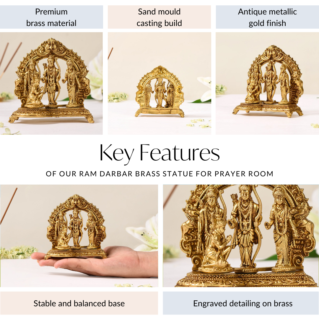 Pure Brass Ram Darbar Brass Statue 10cm Nestasia