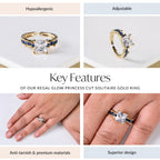 Regal Glow Princess Cut Solitaire Gold Ring Nestasia
