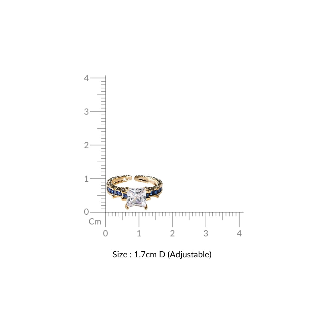 Regal Glow Princess Cut Solitaire Gold Ring Nestasia