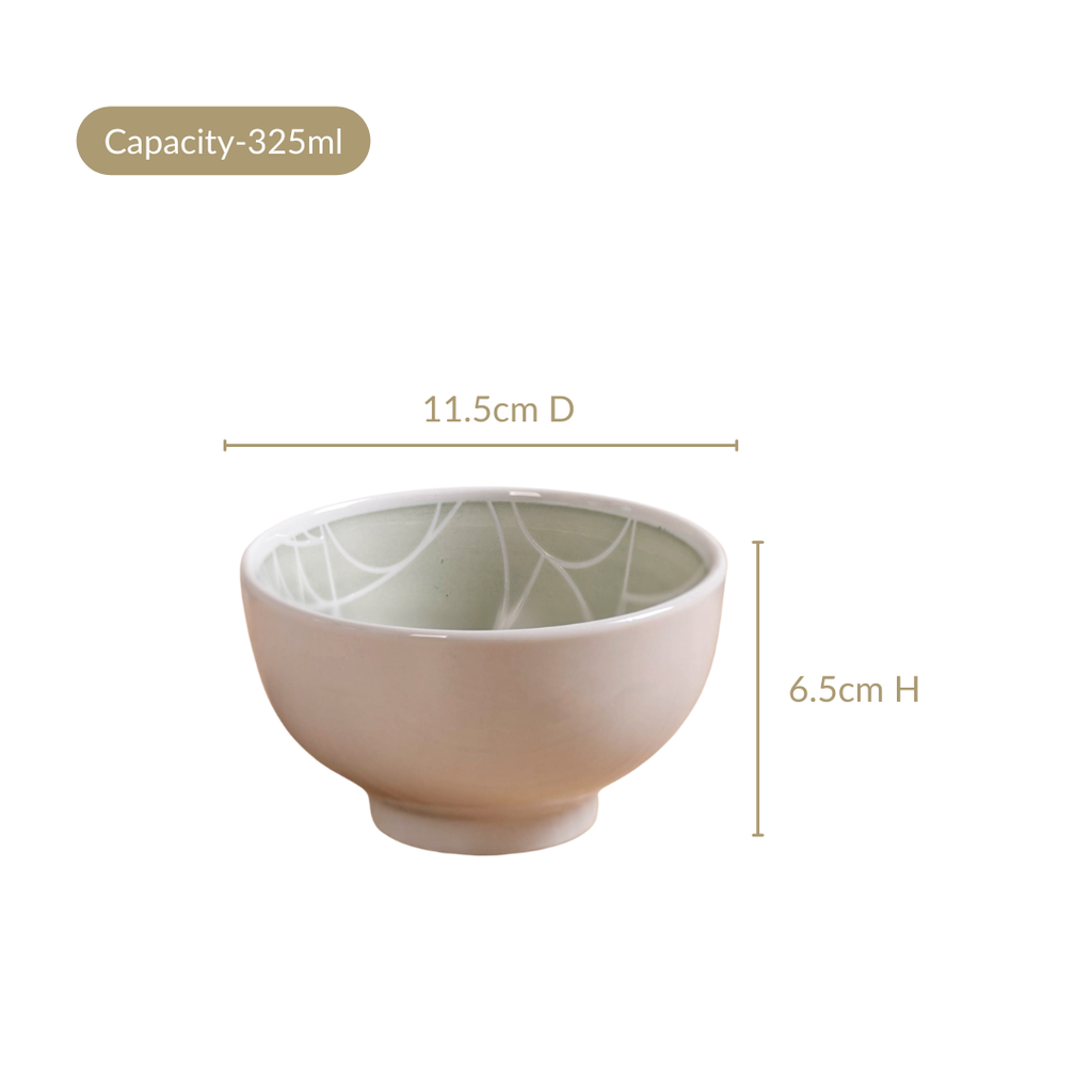 Monvia Geometric Pattern Ceramic Bowl Set Of 4 Mint 325ml Nestasia