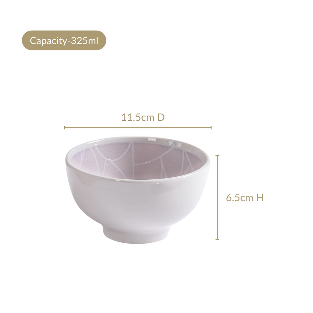 Monvia Modern Art Deco Light Mauve Small Bowl Set Of 4 325ml Nestasia