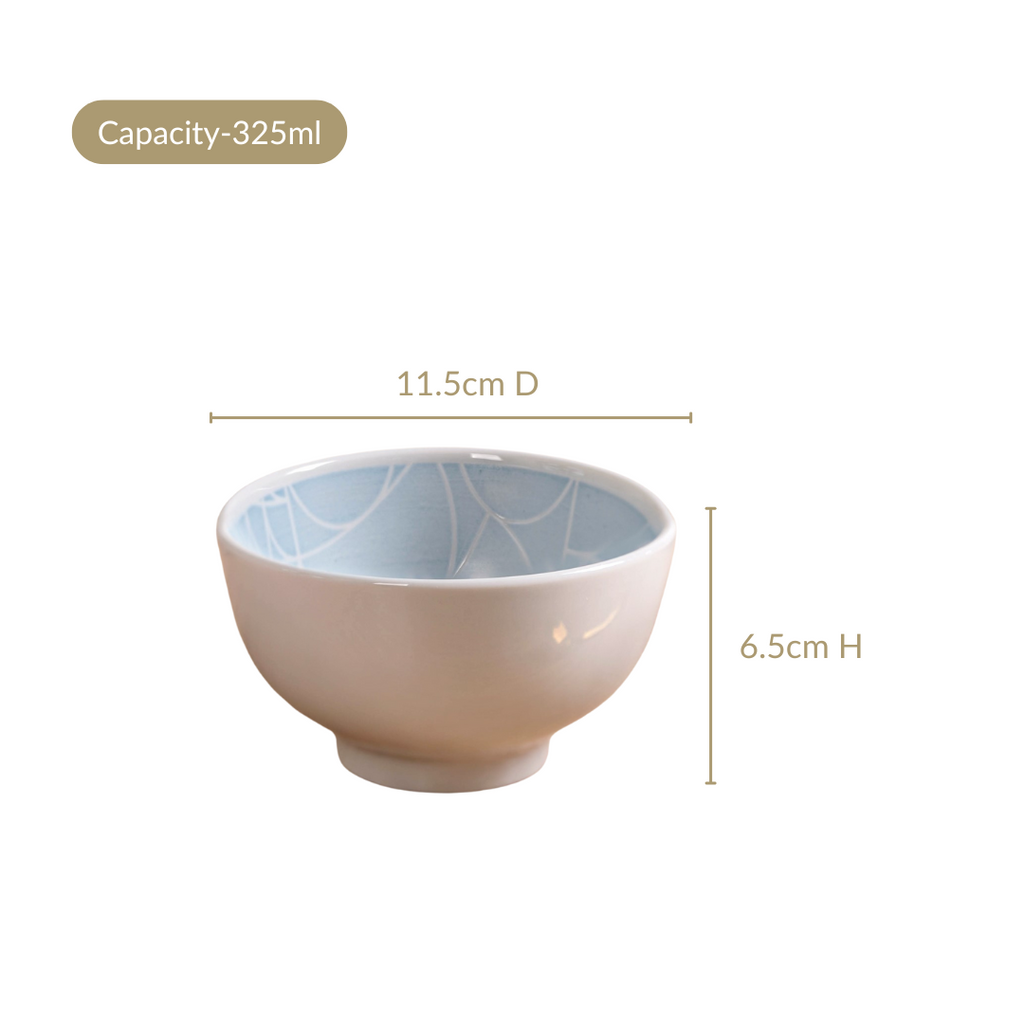 Monvia Art Deco Printed Snack Bowl Set Of 4 Blue 325ml Nestasia