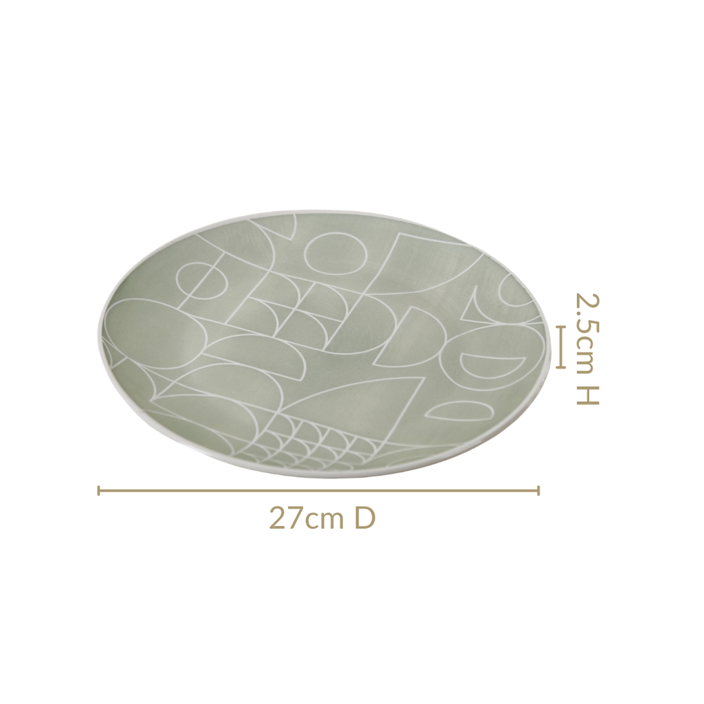 Monvia Geometric Pattern Dinner Plate Set Of 4 Mint 10 Inch Nestasia