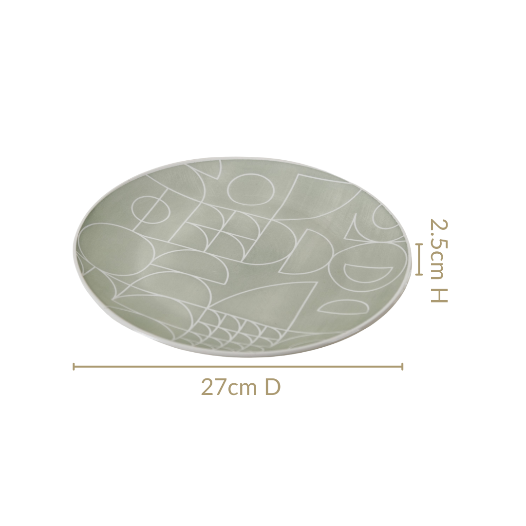 Monvia Geometric Pattern Dinner Plate Set Of 4 Mint 10 Inch Nestasia