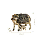 Wish Fulfilling Kamdhenu Cow Calf Idol Pure Brass 4cm In Gift Box Nestasia