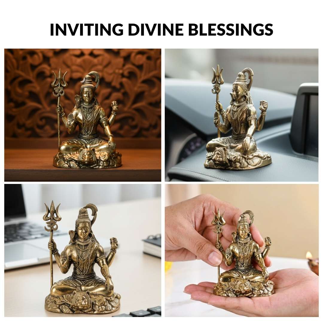 Pure Brass Shiv Mahadev Idol With Gift Box 8cm
