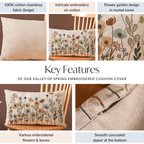 Valley Of Spring Embroidered Cushion Cover 50x30cm Nestasia