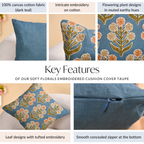 Earthy Botanical Embroidered Cushion Cover 40x40cm